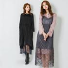 Spaghetti-strap Sheer Lace Long Dress