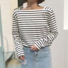 Striped Square Neck Long-sleeve T-shirt