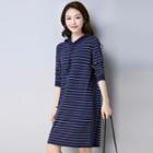 Striped Knitted Hoodie Dress