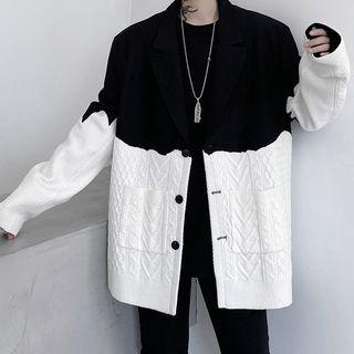 Two-tone Knit Panel Blazer