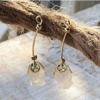 Resin Flower Alloy Dangle Earring 1 Pair - Gold & White - One Size