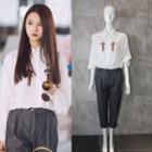 Long-sleeve Embroidery Shirt / Cropped Trousers