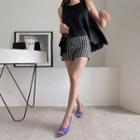 Houndstooth Fitted Knit Shorts Black - One Size