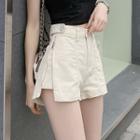 Wide-leg Side-zip Denim Shorts