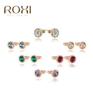 Rhinestone Stud Earring 1 Pair - Blue - One Size