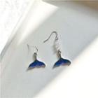 Whale Tail Faux Crystal Asymmetrical Alloy Dangle Earring 1 Pair - Blue & Silver - One Size