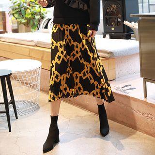 Chain Pattern Pleats Skirt