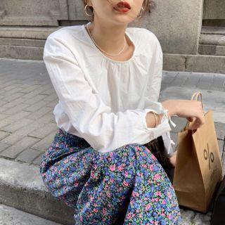 Cutout-back Long-sleeve Blouse