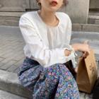 Cutout-back Long-sleeve Blouse