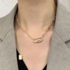 Chain Choker Necklace - Tag - Gold - One Size