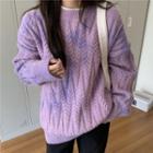 Tie Dye Chunky Knit Sweater Purple - One Size
