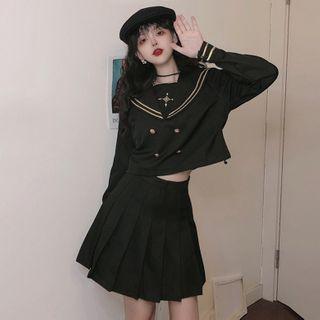 Double Breasted Shirt / Pleated Skirt