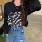 Set: Cropped Sweatshirt + Zebra Print Camisole Top