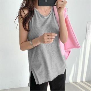 Slit-hem Stripe Tank Top
