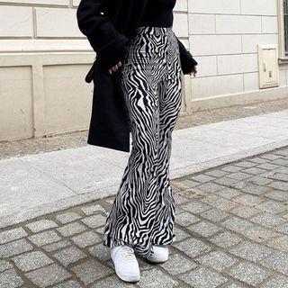 Zebra Print High-waist Straight-leg Pants