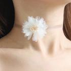 Chiffon Flower Choker White - One Size