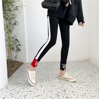 Lettering Paneled Side Leggings