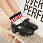 Chunky Heel Bow Accent Brogue Shoes