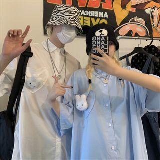 Couple Matching Elbow-sleeve Rabbit Accent Shirt