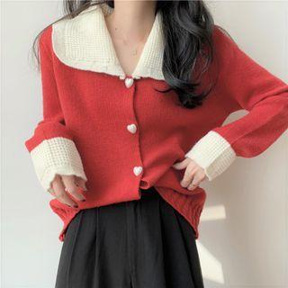 Two-tone Button-up Cardigan