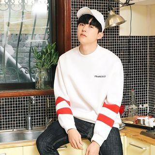 Contrast-trim Lettering Neoprene Sweatshirt
