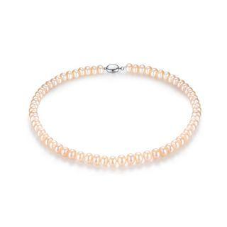 925 Sterling Silver Elegant Fashion Pink Freshwater Pearl Beaded Necklace Silver - One Size