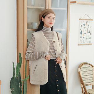 Printed Letter Top / Velvet Sleeve Cardigan / High Waist A-line Skirt