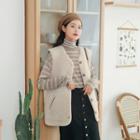 Printed Letter Top / Velvet Sleeve Cardigan / High Waist A-line Skirt
