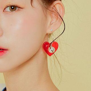 Faux-pearl Heart Pattern Earrings