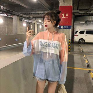 Sheer Color-block Long-sleeve T-shirt
