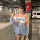 Sheer Color-block Long-sleeve T-shirt