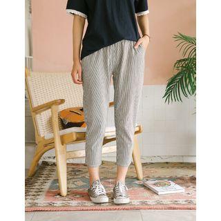 Drawcord-waist Tapered Stripe Pants