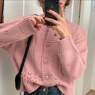 Long-sleeve Cut-out Knit Cardigan