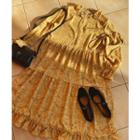 Tie-waist Frilled-trim Floral Dress Yellow - One Size