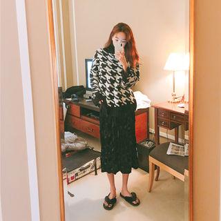 Crinkled Velvet Long Skirt