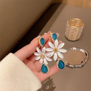 Flower Faux Crystal Dangle Earring 1 Pair - Flower - White - One Size