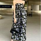 Strapless Floral Maxi A-line Dress