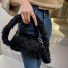 Letter-detail Faux-fur Tote Bag With Strap One Size