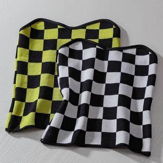 Checkerboard Knit Tube Top