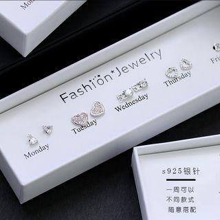 Set Of 5 Pairs: 925 Sterling Silver Earring (various Designs)