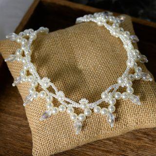 Wedding Flower Faux Crystal Tiara / Earring / Hair Stick / Choker / Hair Clip / Set