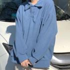 Plain Polo Sweatshirt Blue - One Size