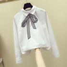 Bow-embroidered Long-sleeve Shirt
