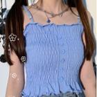 Crinkle Button Accent Camisole Top