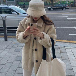 Single Breast Shearling Coat As Shown In Figure - One Size