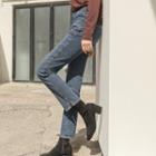 Slit-side Napped Straight-cut Jeans