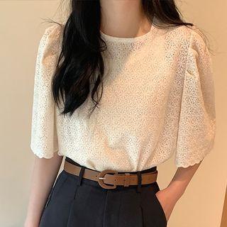 Sheer Lace Trim T-shirt