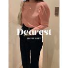 Round-neck Puff-sleeve Top One Size