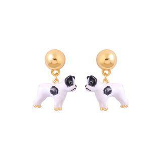 Fashion Cute Plated Gold Puppy Stud Earrings Golden - One Size