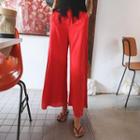 Zip-front Slit-side Long Culottes